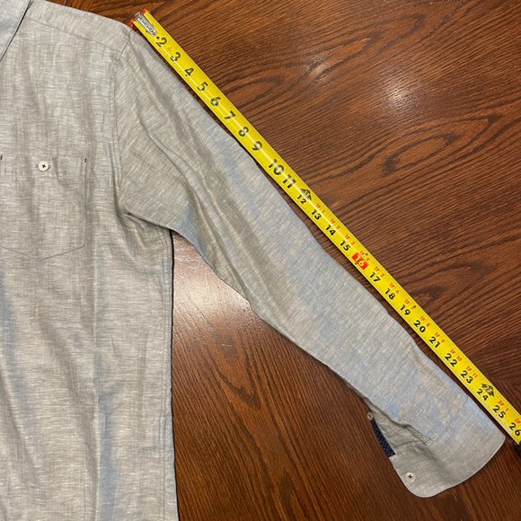Ted Baker London Linen Grey Dress Shirt, Men's size 3 (Med-ish), EUC - Picture 5 of 6